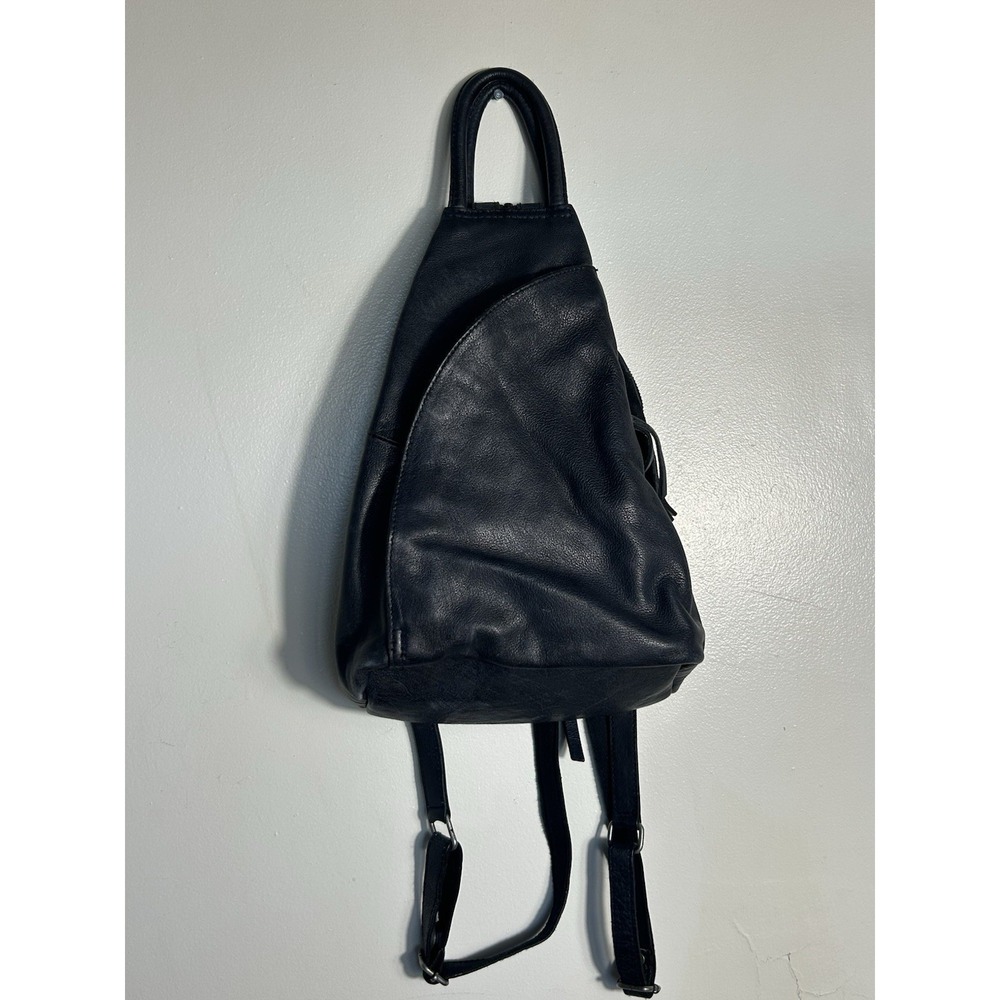 Free People Black Leather Backpack Satchel - Picture 2 of 16
